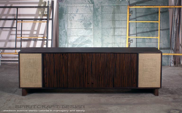 Interior Design Accents - Mid-Century style stereo console - dresser for Chicago client by Spiritcraft Design Furniture of East Dundee, Illinois