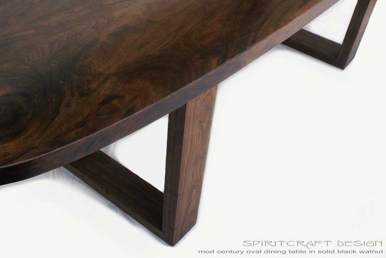 Interior Design Accents - Solid Walnut hardwood mid century style dining table in Evanston, Illinois by Spiritcraft Design Furniture of East Dundee, IL