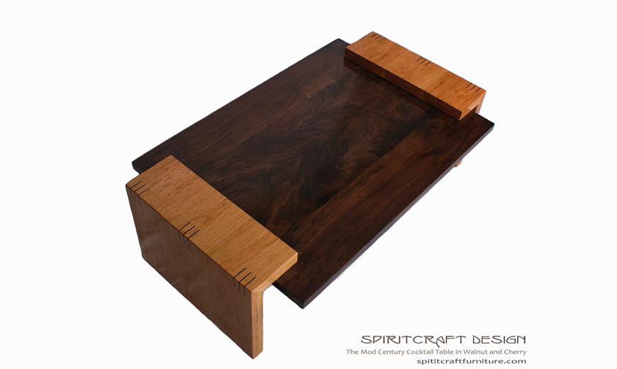 Mod Century Cocktail Table | Solid Walnut and Cherry Furniture