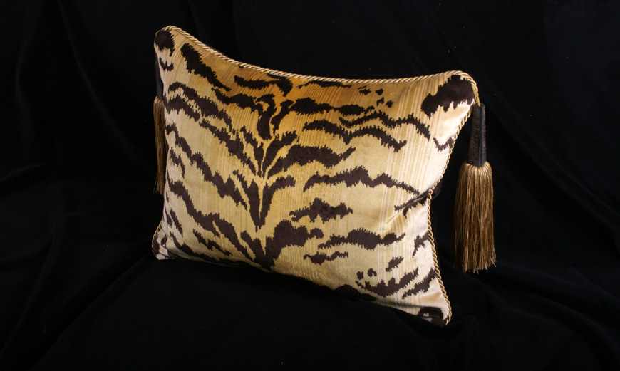 Decorative Pillow Designs in Designer Fabrics and Trims