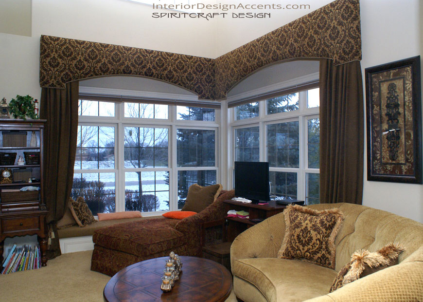 custom window treatments drapery panels and cornice treatments in Crystal Lake and East Dundee, IL