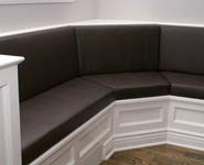 Custom seating upholstery and banquettes upholstered in East Dundee, IL for Naperville, IL client