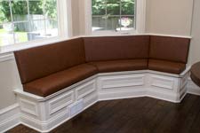 Custom upholstery and banquettes upholstered in East Dundee, IL for Naperville, IL client