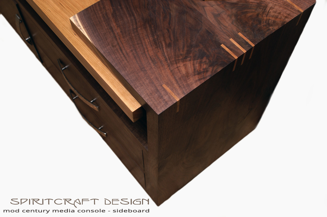 The Mod Century Media Console | Hardwood Entertainmant Center in Walnut and Cherry