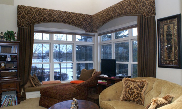 Cornice Window Treatments with Drapery Panels | Transitional Home Decor
