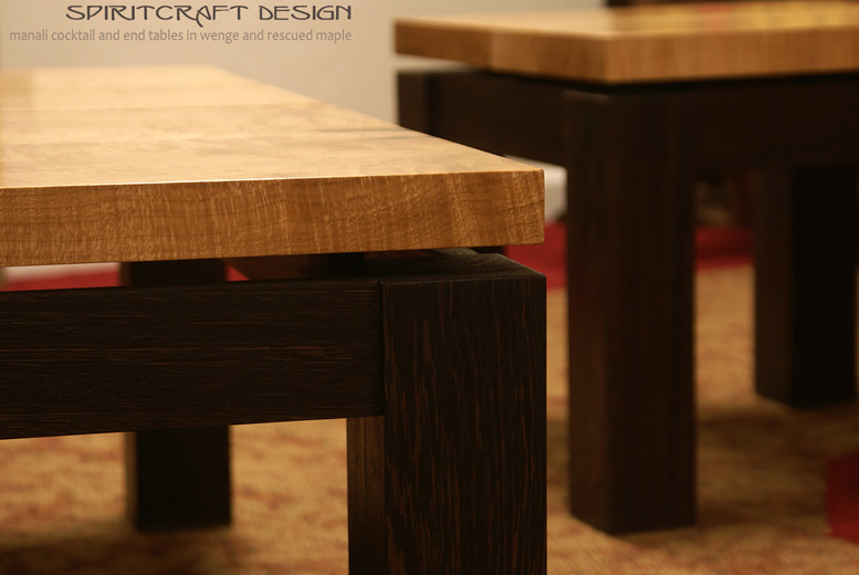 Manali Cocktail and End Tables in Solid Wenge and Maple
