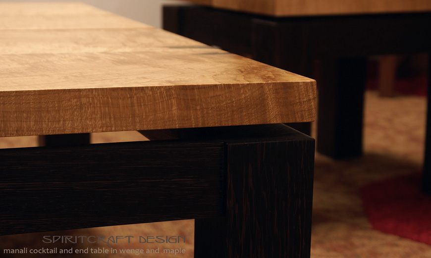 Manali Cocktail and End Tables in Solid Wenge and Maple