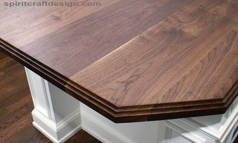 Custom solid Black Walnut kitchen island top in Glenview, Illinois